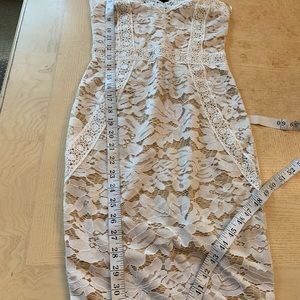 white strappy lace contrast bodycon dress
